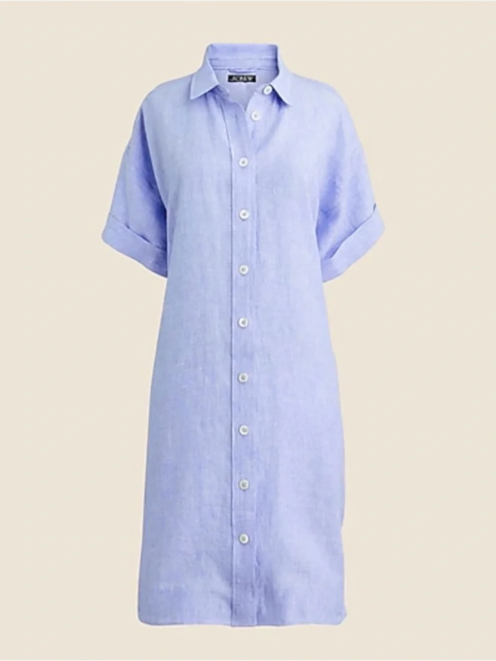 J.Crew Petite Capitaine Linen Shirtdress French Blue PL Button Front Belted